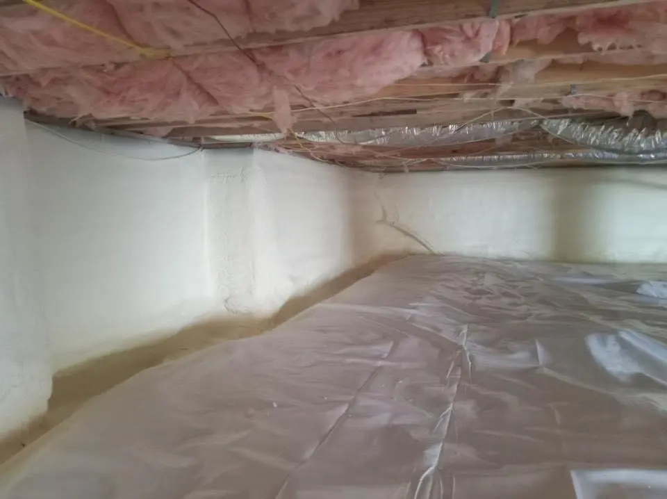 Crawl space encapsulation with closed-cell spray foam for Roof Leak Repair in Brush